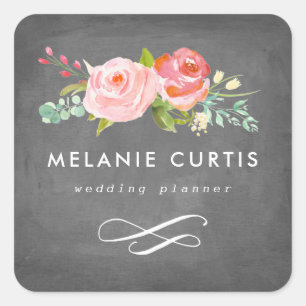 Roos Tuin Bloemen Chalkboard Business Vierkante Sticker