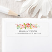 Roos Tuin Bloemen Wit Retouradreslabel Etiket (Insitu)