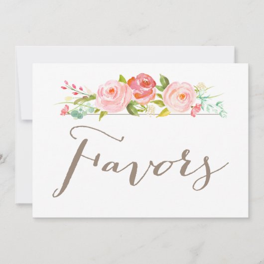 Roos tuin bruiloft gunsten teken kaart (Voorkant)