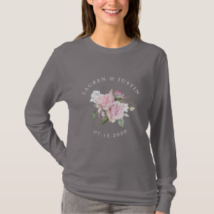 roos tuin elegant bloemenmonogram bruiloft t-shirt
