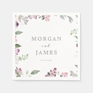 Roos tuin elegant monogram bruiloft papier servet