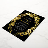Roos Tuin | Moody Modern Goud en Zwart Bruiloft Folie Uitnodiging (Gedraaid)