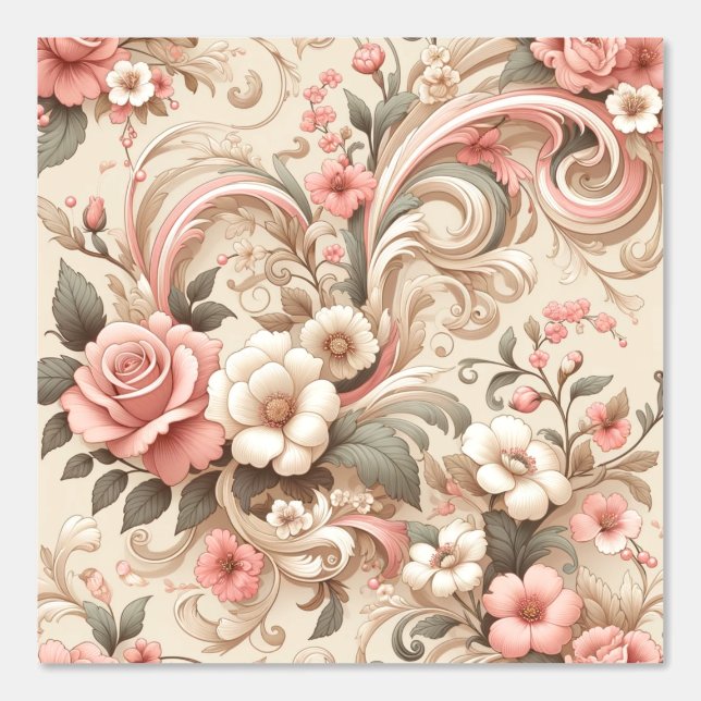  Roos Tuin Scrollwork Behang (Voorkant)