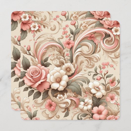 Roos Tuin Scrollwork Kaart (Voorkant / Achterkant)