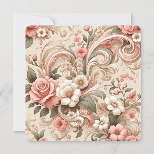 Roos Tuin Scrollwork Kaart (Voorkant)