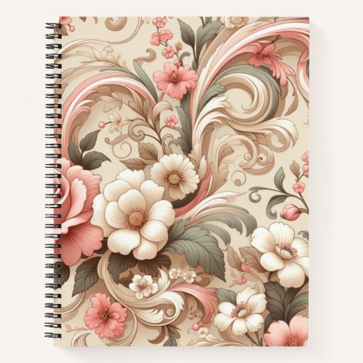 Roos Tuin Scrollwork Notitieboek (Voorkant)