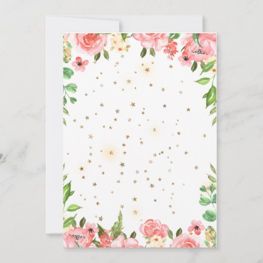 roos tuin slaperig eenhoorn virtueel baby shower kaart (Achterkant)