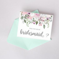Roos Tuinbloem Bridesmaid Uitnodiging Briefkaart