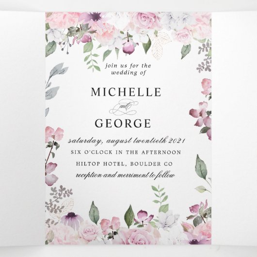 roos tuinelegant drix - huwelijksuitnodiging drieluik uitnodiging (Binnenkant midden)