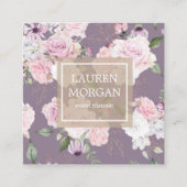 roos tuinelegant floreel vierkant visitekaartje (Voorkant)