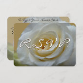 Roos Uitnodiging Gepersonaliseerd White Rose RSVP- (Voorkant / Achterkant)