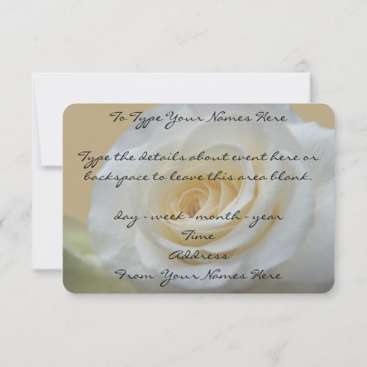 Roos Uitnodiging Gepersonaliseerd White Rose RSVP- (Achterkant)