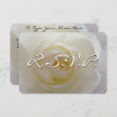 Roos Uitnodiging Gepersonaliseerd White Rose RSVP- (Voorkant / Achterkant)