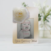 Roos Uitnodiging Gepersonaliseerd White Rose RSVP- (Staand voorkant)