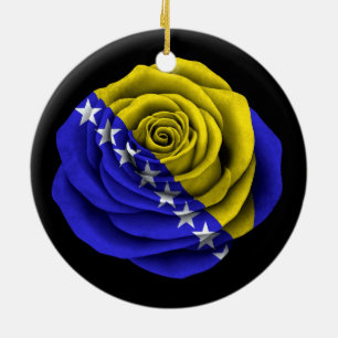 Roos van Bosnië-Herzegovina - Zwarte vlag Keramisch Ornament