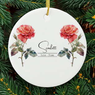 Roos van de geboortemaand Flower June Keramisch Ornament