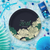 Roos van Emerald Green 20th Year Papieren Bordje (Feest)