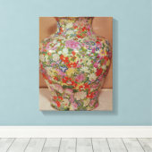 Roos van Famille vaas met mille vaten Canvas Afdruk (Insitu (Houten vloer))