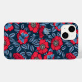 Roos van honden en vlinders, blauw en rood Case-Mate iPhone case (Achterkant (horizontaal))
