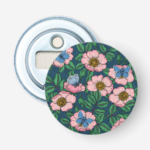 Roos van honden en vlinders button flesopener
