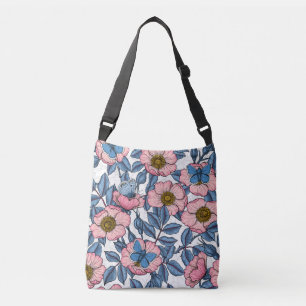 Roos van honden en vlinders crossbody tas