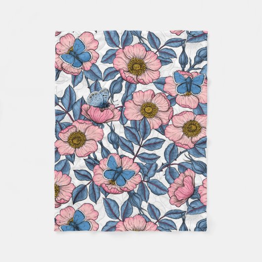 Roos van honden en vlinders fleece deken (Voorkant)