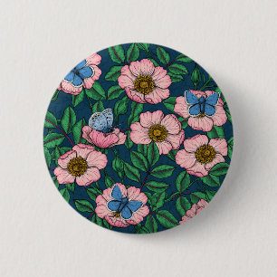 Roos van honden en vlinders ronde button 5,7 cm