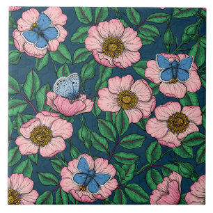 Roos van honden en vlinders tegeltje