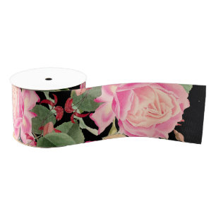 Roos van koolstof Floral Flowers Grosgrain Ribbon Lint