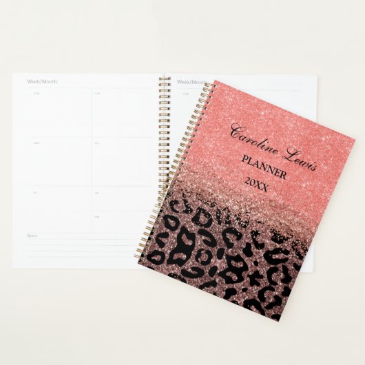 Roos van luipaard Gold Glitter 2023 Planner met na (Display)