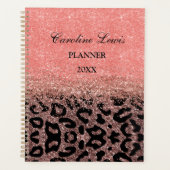 Roos van luipaard Gold Glitter 2023 Planner met na (Voorkant)
