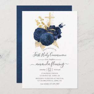 Roos van Navy Blue en Gold Kaart