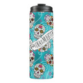 Roos van suikerriet Turquoise ID725 Thermosbeker (Voorkant)