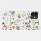 Roos van tuin Roze Waterverf Monogrammen Cas Case-Mate iPhone Case (Achterkant (horizontaal))