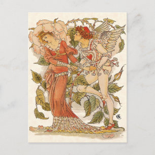 Roos van Walter Crane,  liefdessparen de Datum Aankondigingskaart