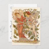 Roos van Walter Crane,  liefdessparen de Datum Aankondigingskaart (Voorkant / Achterkant)