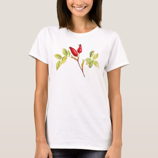 Roos verhoogt botanische fijne herfst herfst t-shi t-shirt (Voorkant)