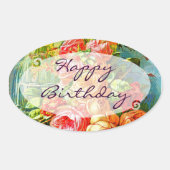 Roos Verjaardag Ovale Sticker (Voorkant)