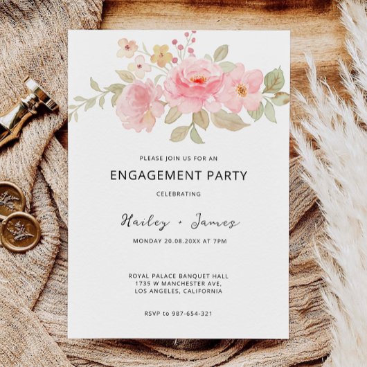 Roos Verloving Uitnodiging Huwelijksuitnodiging