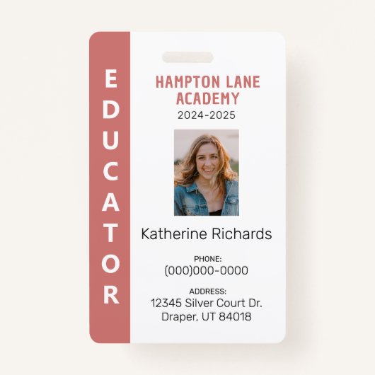 Roos Vertical Stripe Homeschool Educator ID Badge (Voorkant)