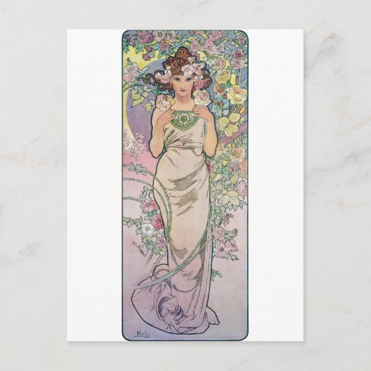 Roos (vier bloemen), Alphonse Mucha Briefkaart (Voorkant)