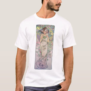Roos (vier bloemen), Alphonse Mucha T-shirt