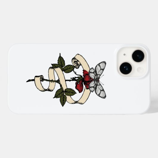Roos & Vlinder Mok – Botanische Elegantie Case-Mate iPhone Case (Achterkant (horizontaal))
