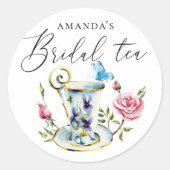 Roos & Vlinder Vrijgezellenfeest | Floral Tea Part Ronde Sticker (Voorkant)