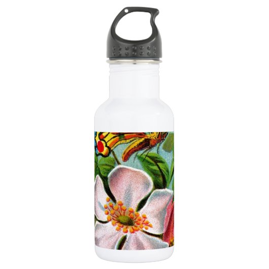 Roos & Vlinder Waterfles (Voorkant)
