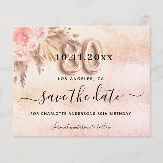 roos voor 80e verjaardag pampas behalve de datumbe flyer (Voorkant)