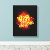 Roos voor bloei canvas afdruk (Insitu (Houten vloer))