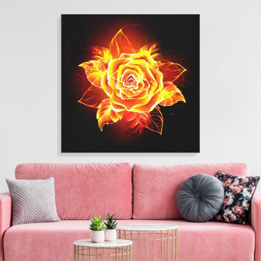 Roos voor bloei canvas afdruk (Insitu (Woonkamer))