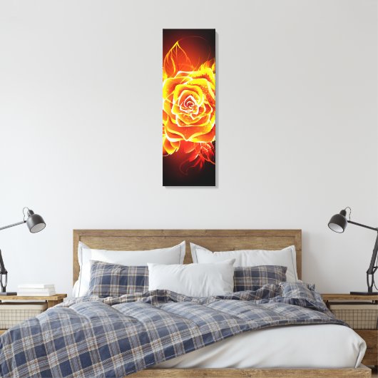 Roos voor bloei canvas afdruk (Insitu (Slaapkamer))