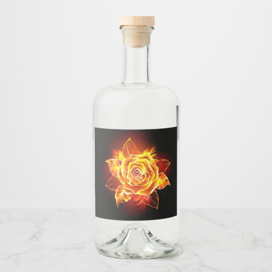 Roos voor bloei likeurfles etiket (Voorkant)